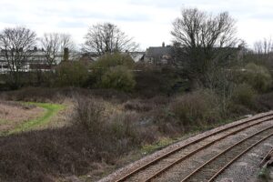 Former Anlaby Road Football Ground 'Kop' End and Railway Line, Kingston upon Hull Mar26.jpg