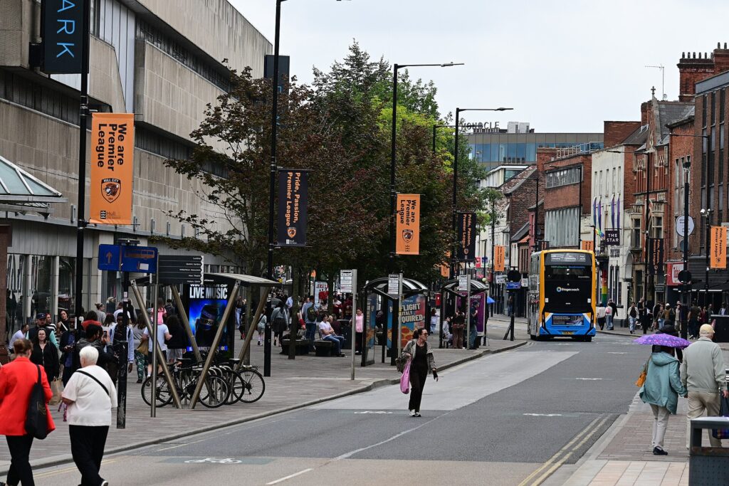Hull City 'We Are Premier League' Banners, Carr Lane Wide, Kingston upon Hull Aug26.jpg