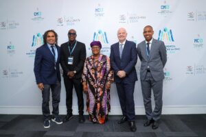 DG Okonjo-Iweala meets with FIFA President Gianni Infantino and leading football players ahead of Partnership for Cotton event, 24 February 2024 (53549347230).jpg